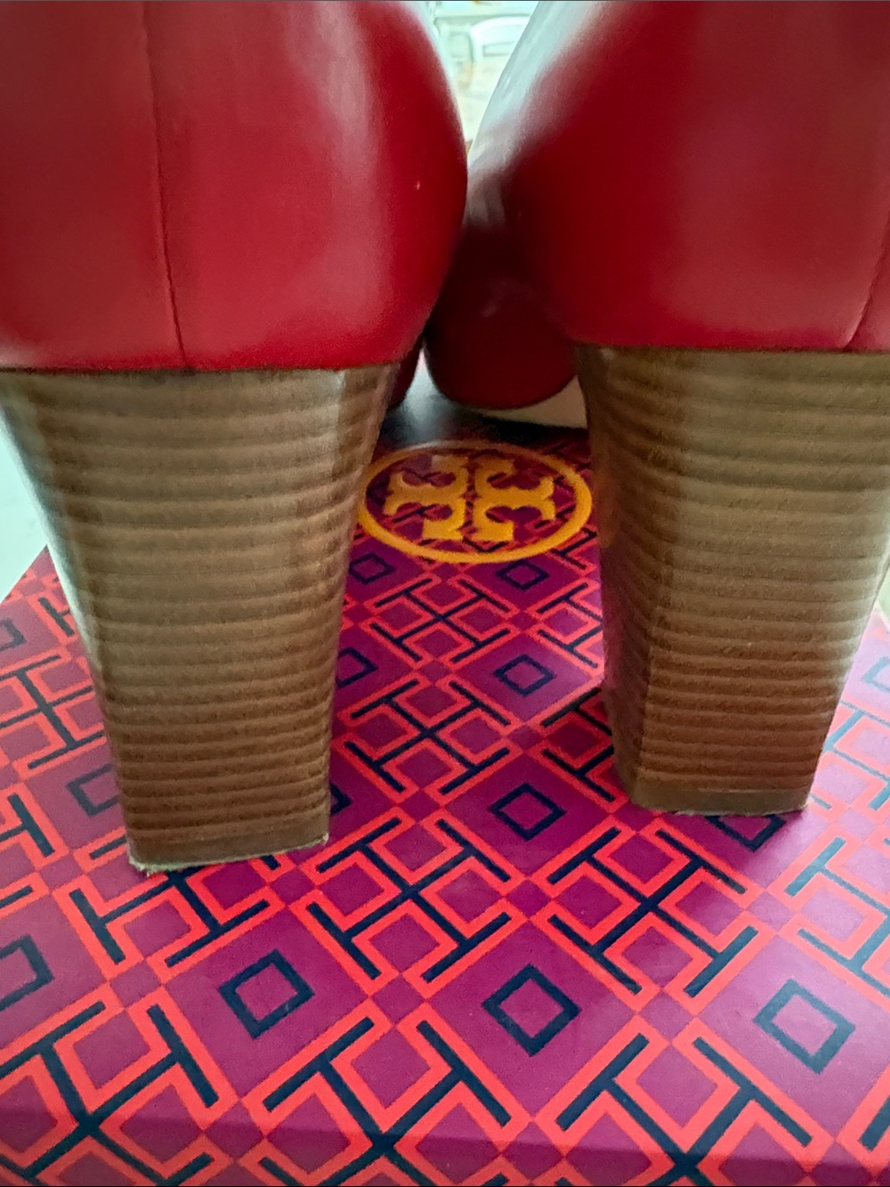 Tory Burch Red Leather Logo wedge heels - Picture 5 of 8